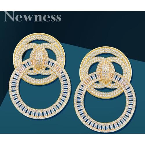 Newness Famous 2020 Charms Trendy Earrings Full Mirco Pave Cubic Zircon Dubai Wedding Earring Fashion Copper Jewelry