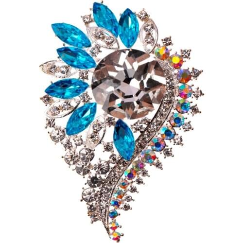 Blue Crystal Rhinestones Brooches Wedding Jewelry Accessories Brooch Pins Women Christmas Gifts BRO93