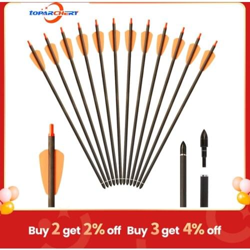 Toparchery 6/12/24Pcs Tactical Hunting Arrows 15“ Military Plastic Crossbow Hunting Small Bolts Steel Arrow Archery Accessory