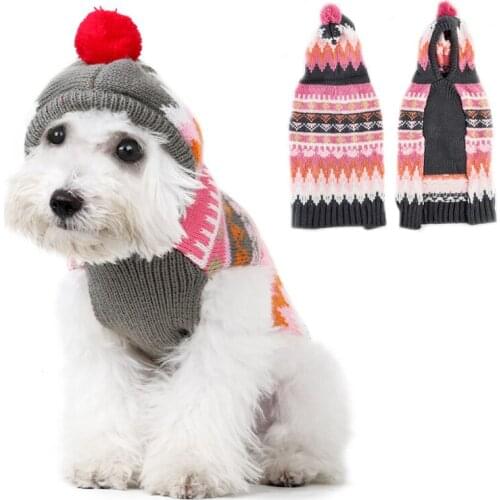 New High Quality Pet Dog Sweater Snow Flower Themed Warm Winter Dog Clothes