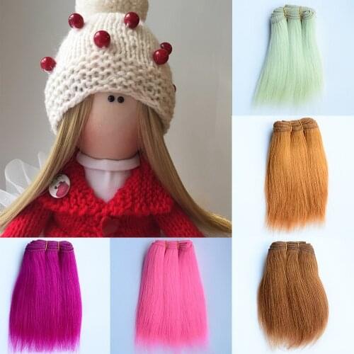 Wool Hair Wefts for America Blyth SD BJD Puliip Kurhn All Dolls 1PC Brown Purple Pink Straight Hair Extensions DIY Doll Wigs