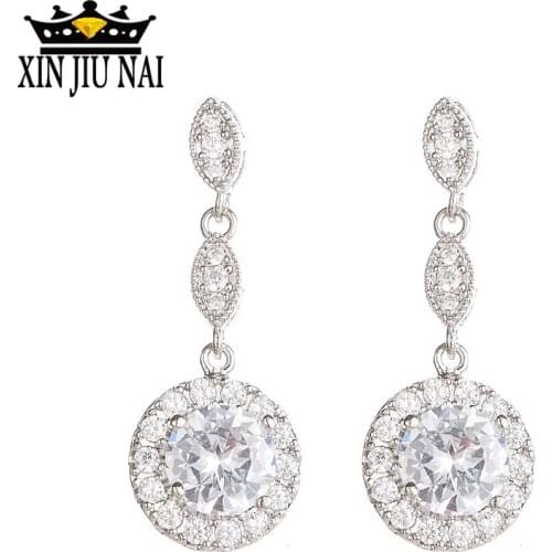 Fashion No Pierced Drop Water Clip Earrings Jewelry Silver Color Zirconia Crystal Jackets Cuff Earrings For Women Ear Clip