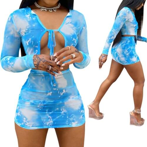 2 Piece Set Women Top and Skirt Suits Sexy Matching Sets Long Sleeve Sexy Party Night Fashion Streetwear Bodycon Tracksuit 2021