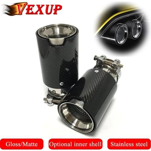 1 PCS Automotive Car Glossy/Matte Black Carbon Fiber Rear Tail Exhaust Pipe Muffler Tip For BMW M Series Universal Muffler Tip