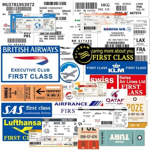 10/30PCS Boarding Pass Air Tickets Graffiti Stickers DIY Travel Luggage Guitar Laptop Waterproof Classic Cool Stickers Kid Toy