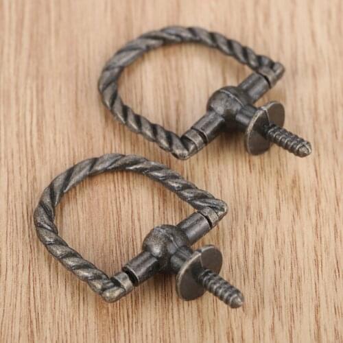 2pcs/set Ring Handles Antique Bronze Braided Zinc Alloy Pull Holder Drawer Knob Furniture Cabinet Door 28*22mm Vintage Jewelry