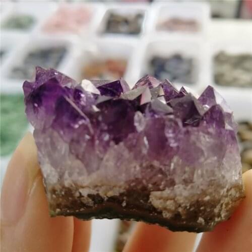 2pcs Small Natural Amethyst Crystal Quartz Drusy Geode Cluster Healing Stone Decoration Ornament Purple Feng Shui Stone