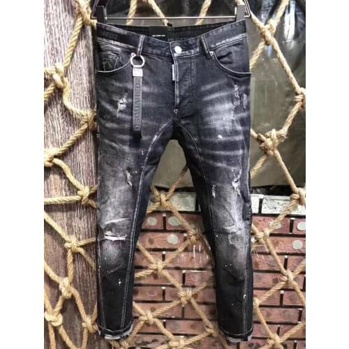2021 Fashion Tide Brand DSQ2 High-end Washed Hole Printed Mens Jeans *A216