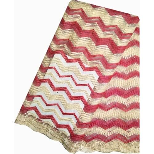 5 Yards New Arrival Beige&Red Organza Lace Fabric African French Lace Fabric For Dress Tulle Embroidery Wedding KRL-6729