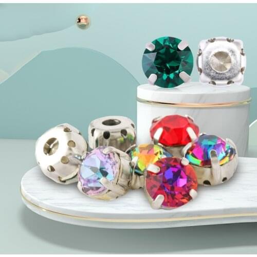 6mm Round Rivoli Rhinestones With Claw Pointback Sew On Stones K9 Glass Strass With Copper Claws DIY Rivoli Rhinestones Crystals