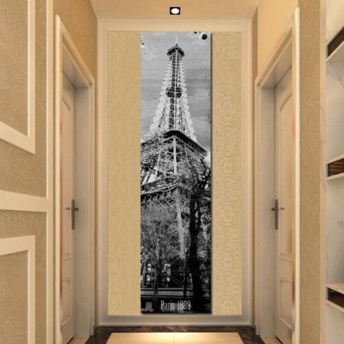 Abstract White and Black Romantic Paris 1889 Eiffel Tower Print Landscape Canvas Painting Poster Wall Picture for Living Room