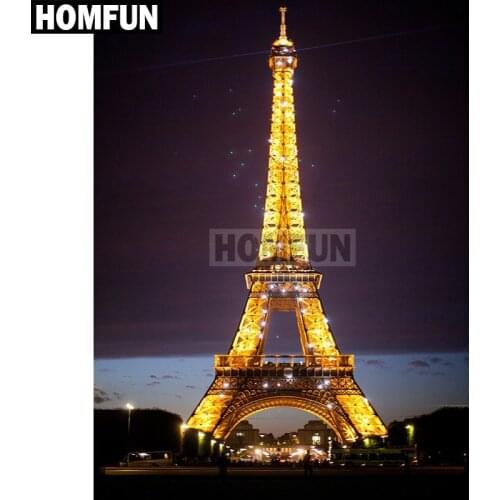 HOMFUN Full Square/Round Drill 5D DIY Diamond Painting "Eiffel Tower" Embroidery Cross Stitch 3D Home Decor Gift A02507