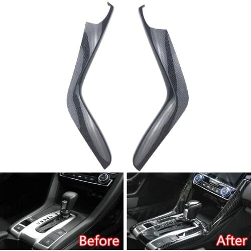 Car Center Console Water Cup Holder Panel Gear Shift Box Side Strips Cover Trim Styling For Honda Civic 10th 2016 2017 ABS