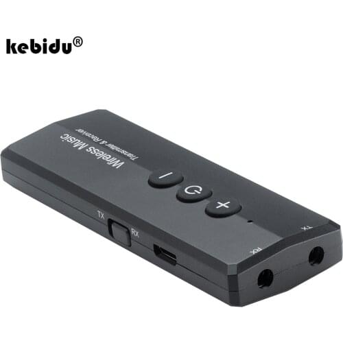 Stereo Music Audio Wireless Adapter Bluetooth 5.0 Transmitter Receiver 3.5mm Aux Jack for TV PC Car Kit with Control Button