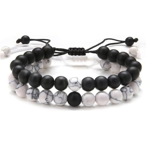 2 Pcs/Sets hand-woven volcanic stone beaded bracelet 2021 fashion charm jewelry cuff adjustable bracelet for women Pulseras