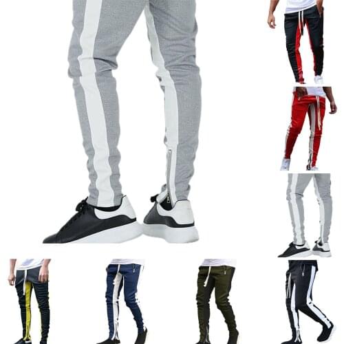Men Outdoor Gym Pants Elastic Sweatpants Men Autumn Winter Zipper Casual Jogging Sports Running Tight Trousers Sportswear Pants