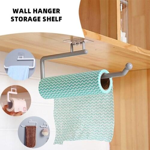 1PCS Self Adhesive Towel Holder Toilet Paper Holder Bathroom Accessories Toilet Roll Paper Holder Towel Rack Cabinet Door Hook