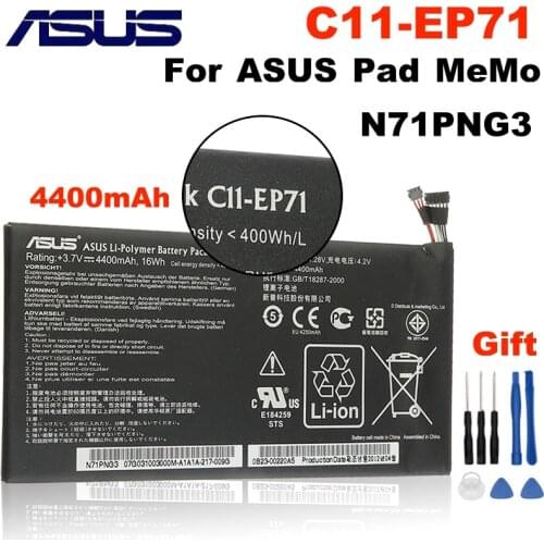 For ASUS Pad MeMo EP71 N71PNG3 With Orignal ASUS C11-EP71 Tablet Battery 4400mAh High Capacity Genuine Batteries + Tools