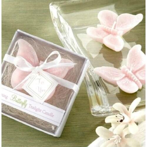 Elegant Pink Butterfly Candle with Box for Wedding X'mas Home Decor Gift Wedding Favors and Gifts
