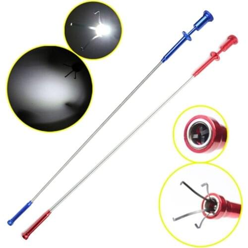 Flexible Claw Pick Up Tool Magnetic LED Light Grab Grabber Fingers Spring Red Magnet + 4 Claws + LED Light And Non-magnetic Par