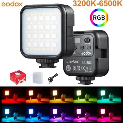 Godox LED 6R RGB LED Video Light 13 FX Effects LED Lights Lamp Photographic Lighting for DSLR Camera Camcorder mini DVR