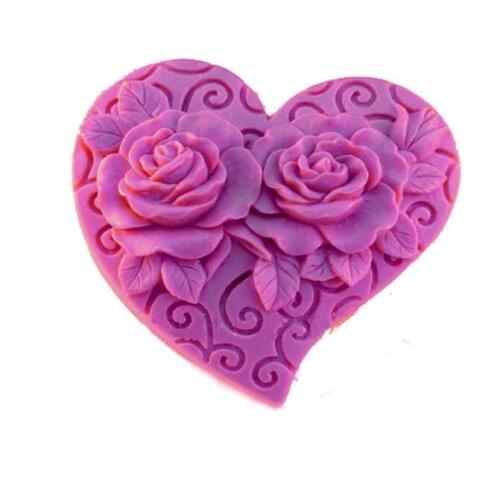 HC0011 roses flower heart shape Soap Mold Silicone molds candle molds chocolate mould silicone fondant mold Candy clay resin