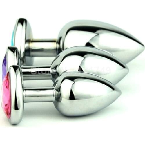 Medium Size Intimate Metal Anal Plug With Crystal Jewelry Smooth Touch Butt Plug Anal Bead Anus Dilator Anal Toys for Men/Women