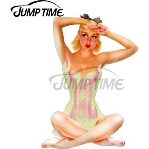JumpTime 13 x 11.5 cm For Pin Up Girl Retro Girl Woman Vintage Fashion Girl Fine Car Stickers Decal Cartoon Graphics Decoration