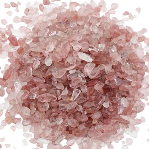 460g Strawberry Quart Crystal Tumbled Stone Chips Crushed Pieces Irregular Stones Beads Jewelry Accessory For Making Decoration