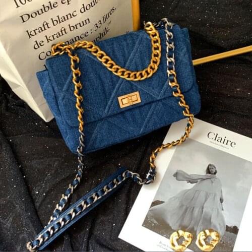 LOMANTINA 26.30CM CF19 Luxury Designer Soft Jean Double Colors Chain Women Shoulder Bag High Quality Large Capacity Ladies Tote