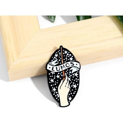 Lumos magic enamel pin magic wand classic movie brooch badge symbol fashion witchcraft jewelry jewelry gift for friends