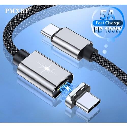 USB Type C To USB Type C Cable 5A 100W PD Quick Charge 4.0 Magnetic Type-c Cable For Samsung Xiaomi Redmi Note 9 Huawei Matebook