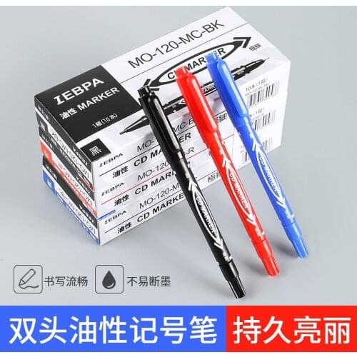 12 Pieces Double Write 120mm Oily Black Red Blue Marker Highlighter Pen