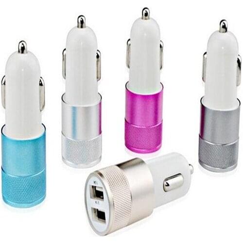 Mini Aluminum alloy Dual 2 usb Port 2.1A USB Car Charger Cable Adapter For iphone X 8 7 plus for samsung s8 s7