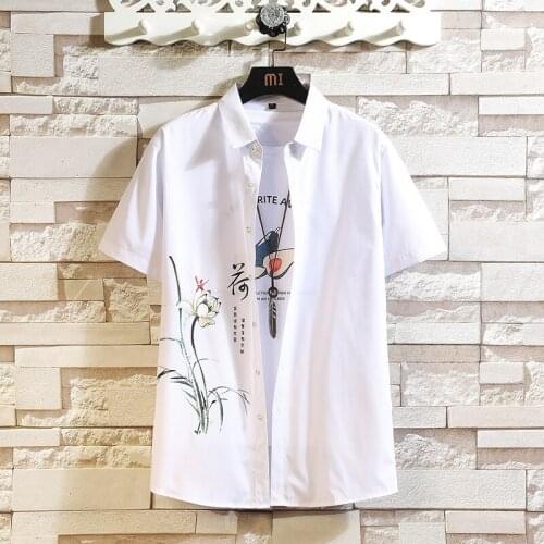 2021 Summer New MenS Short-Sleeved Floral Shirt Trendy Fashion All-Match Business Casual Shirt Male High-End Brand Printed Top