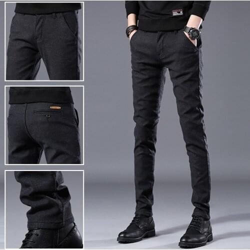 Mens Business Casual Pants Trend Designer Korean Style Slim Male Trousers Classic Plaid High Quality Straight Stretch Pants Men