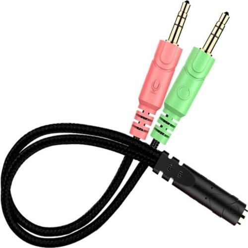 3.5mm Jack Cable Adapter Kit, Two-Way Converter for PC Headset, Headset Microphone Function