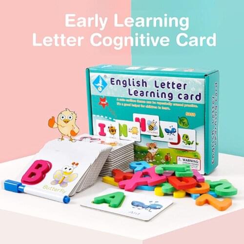 English Letter Learning Cards Set English Alphabet Learning Cards Early Education Cards with Pen for Children Toddlers