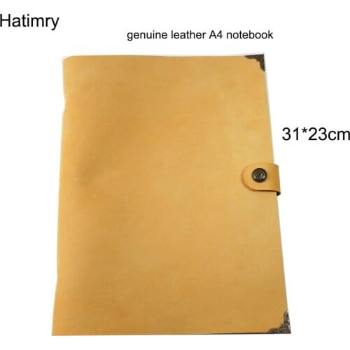 Hatimry A4 notebook 9 holes genuine leather cover journal books dairly planner Vintage handmade notebook office school supplies