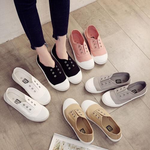 2021 Autumn New Slip-On Lovers Canvas Shoes Womens All-Match Trend White Shoes Summer Student Flat Bottom Casuals Male Sneakers