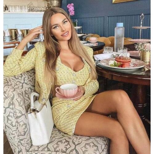 High Street Autumn Style Sexy Full Sleeves Beige Twio Pieces Set 2020 Celebrity Designer Fashion Party Set