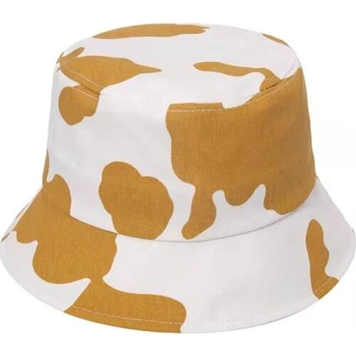 New Fashion Foldable Cow Print Hat White Black Panama Bucket Hat Street Headwear Fisherman Caps Summer Hats For Women Gorras