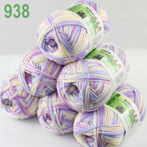 Lot of 6 Skeins Super Soft Natural Bamboo Cotton Knitting Yarn White blueYellow 938