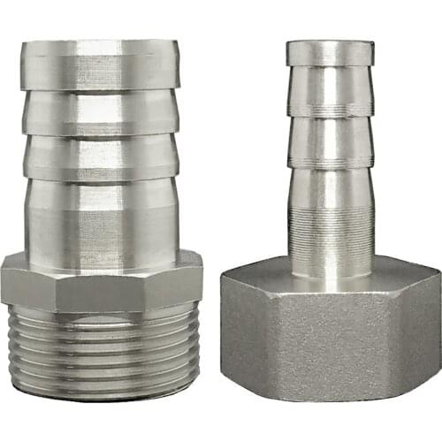 1/2" 3/4" 1" BSP Female / Male x 8/10/12/14/16/19mm Hose Barb Brass Nickel Plated Coupling Coupler Connector Water Gas Oil