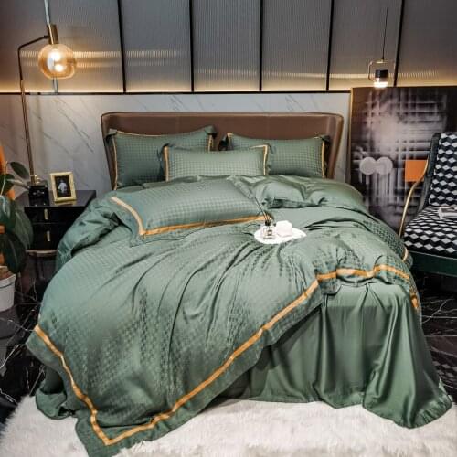 2021 Four-piece bedding simple cotton double household bed sheet quilt cover embroidered twill comfortable bedding green color