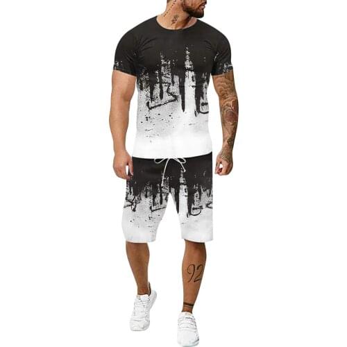 Casual Men Set Sport Suits 2 Piece Set Quick Drying Casual Male Tracksuit Men Clothing Short Sleeve Sweat Suit 2021 Fashion