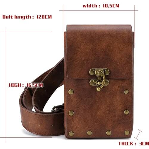Medieval Renaissance Waist Ring Belt waist pouch bag Costume For Adult Men Viking Knight Pirate Cosplay Leather Retro pockets
