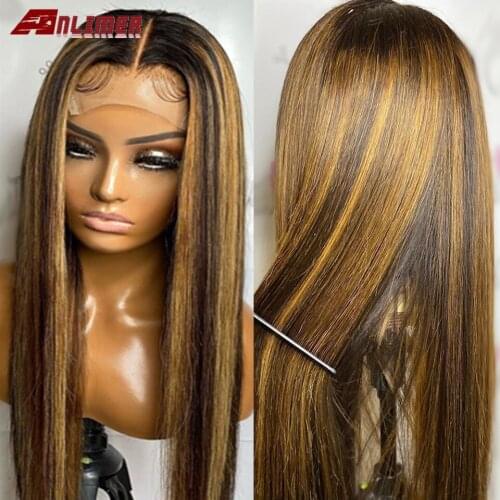 Straight Highlight Wig Brown Blonde Piano Color 13x6 Lace Front Human Hair Wigs #4/27 Mix Color Ombre Remy 13x4 Lace Front Wig