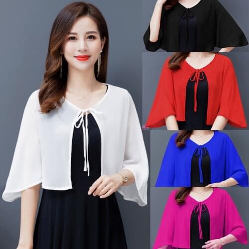 White Black Red Blue Chiffon Wedding Dress Cape Prom Party Dress Wrap Cloak Shrugs Wedding Women Formal Bolero Black Bridal Wrap