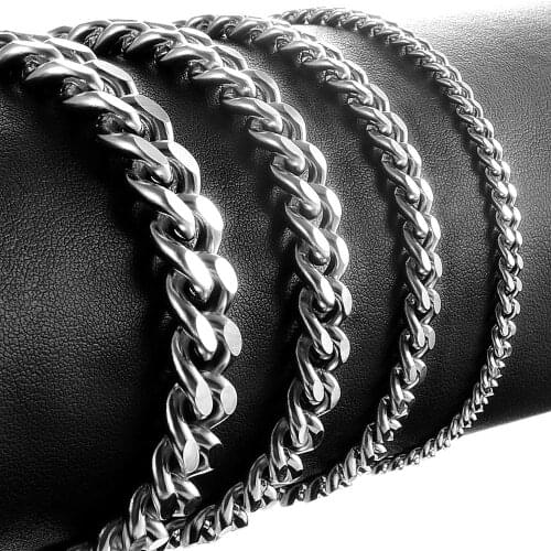 Width 3mm/3.6mm/5mm/7mm/9mm Stainless Steel Necklace Chain High Quality Link Cuban Chain Mens Necklace Wholesale Jewelry